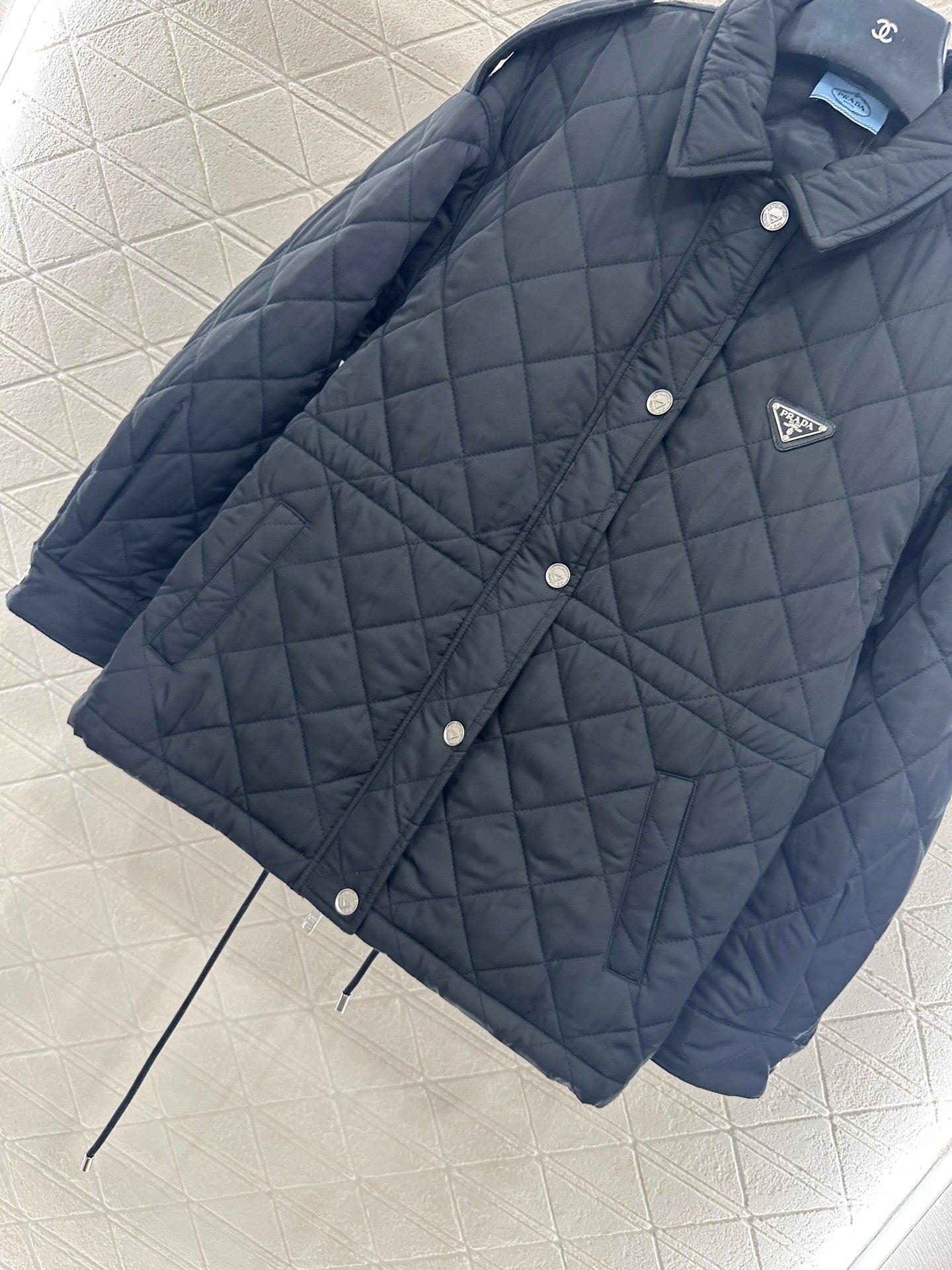 25fw Hooded drawstring waistband cotton jacket