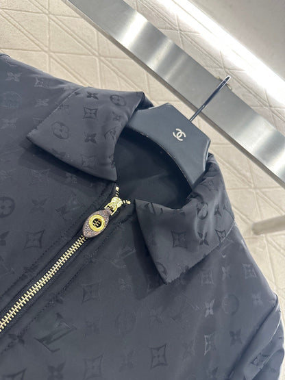 25fw Collar zipper fur patchwork cotton jacket