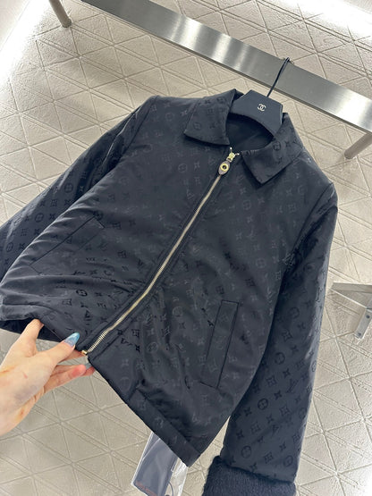 25fw Collar zipper fur patchwork cotton jacket