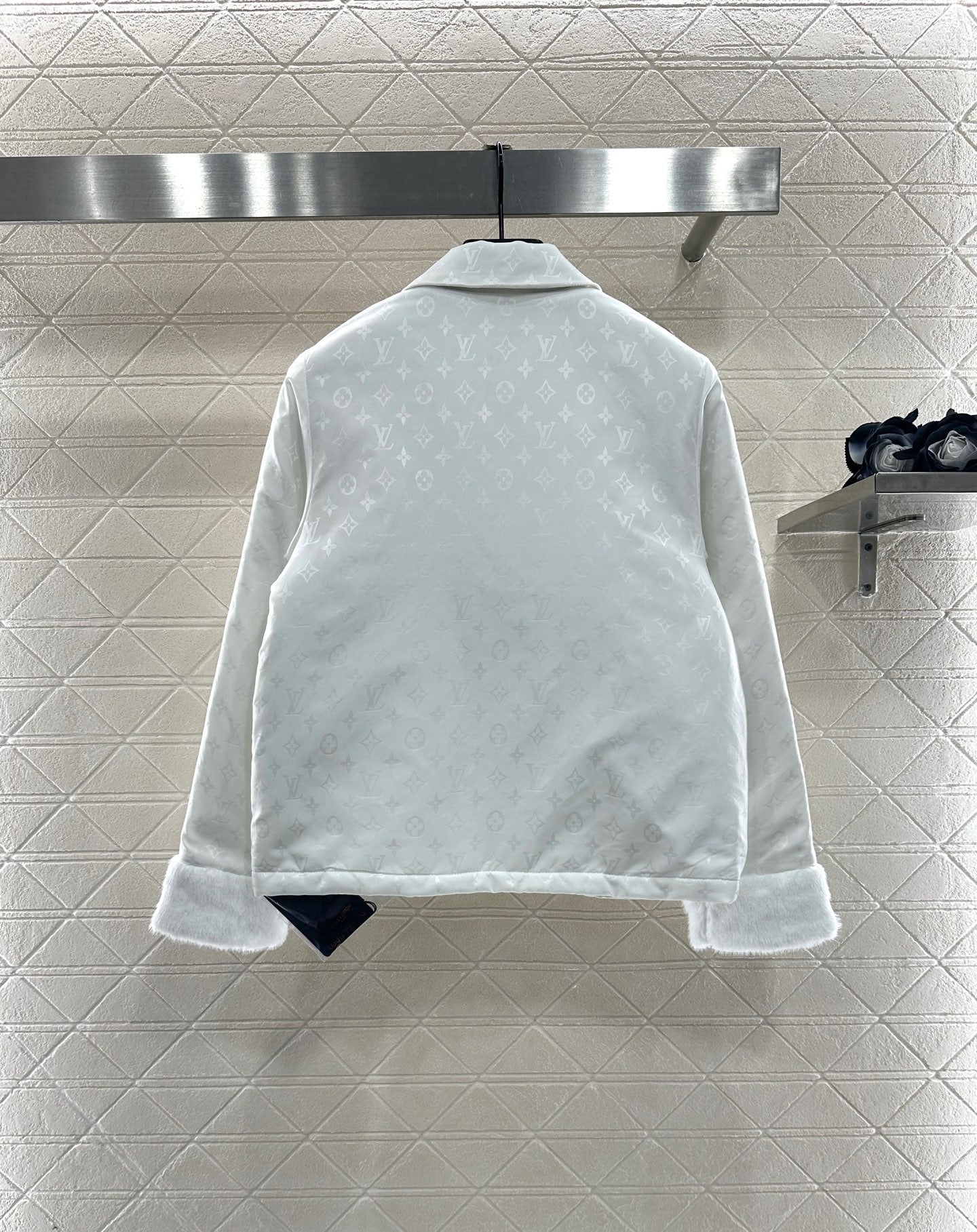 25fw Collar zipper fur patchwork cotton jacket