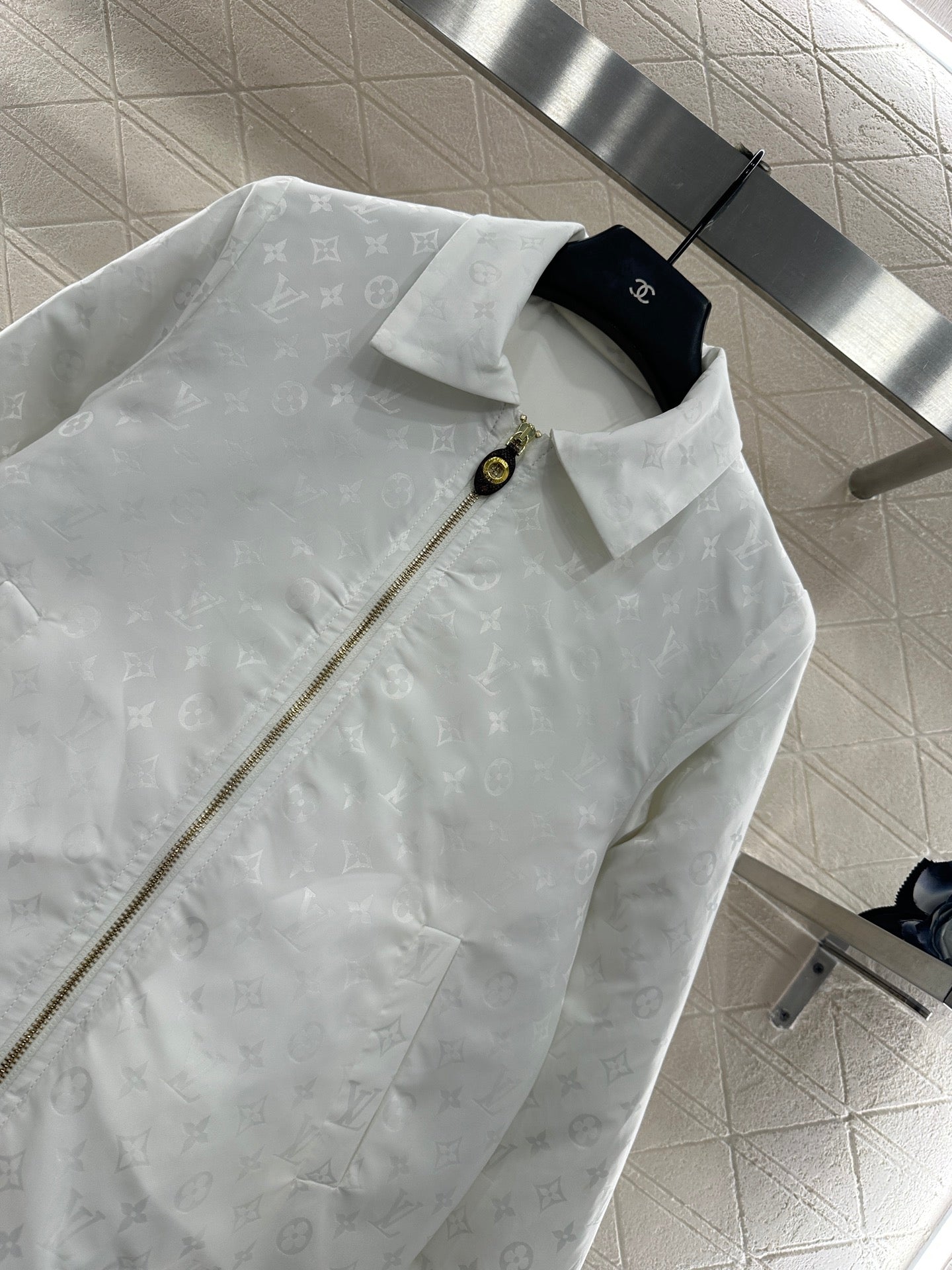 25fw Collar zipper fur patchwork cotton jacket