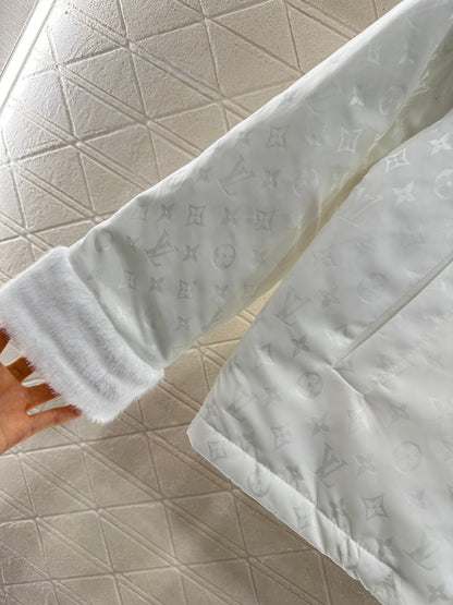 25fw Collar zipper fur patchwork cotton jacket