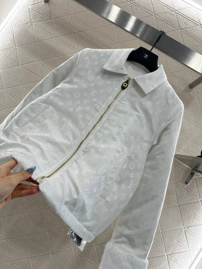 25fw Collar zipper fur patchwork cotton jacket