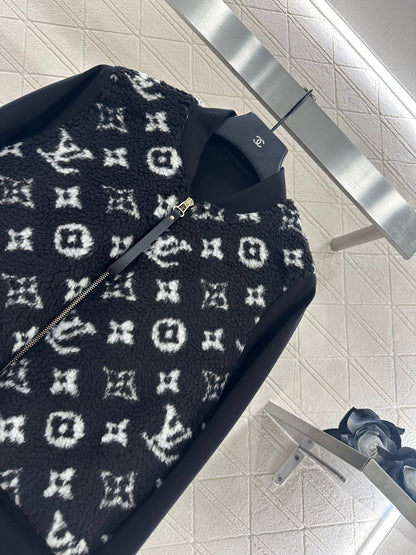 25fw Splicing Teddy Lamb Wool Coat