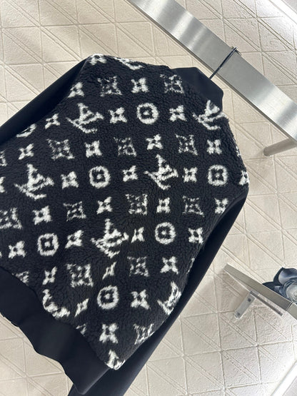 25fw Splicing Teddy Lamb Wool Coat