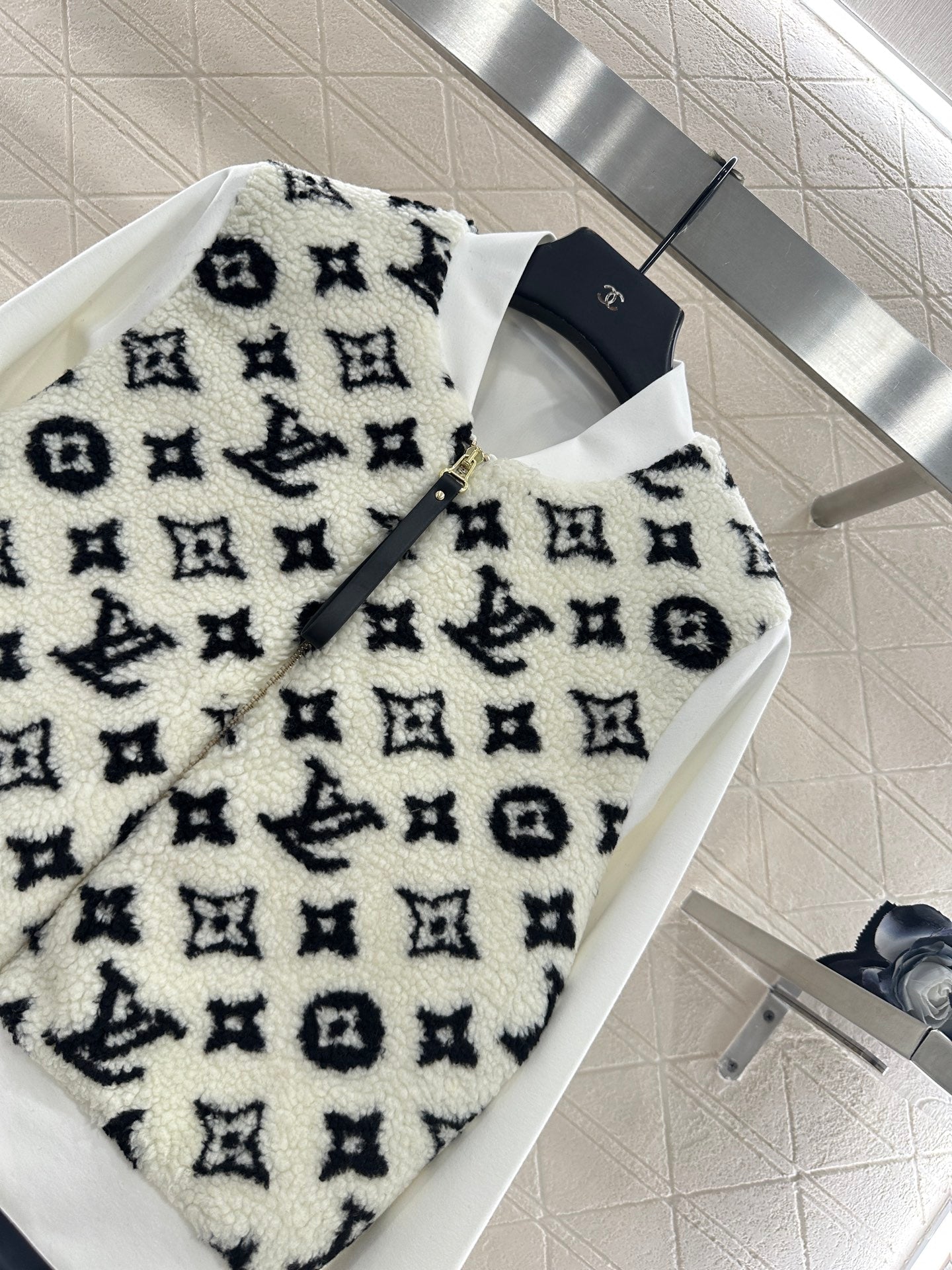 25fw Splicing Teddy Lamb Wool Coat