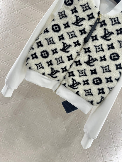 25fw Splicing Teddy Lamb Wool Coat