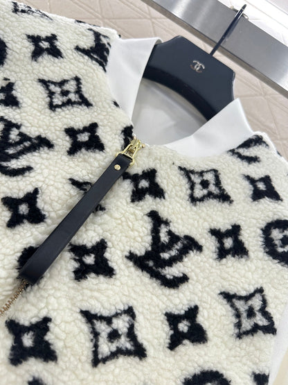 25fw Splicing Teddy Lamb Wool Coat
