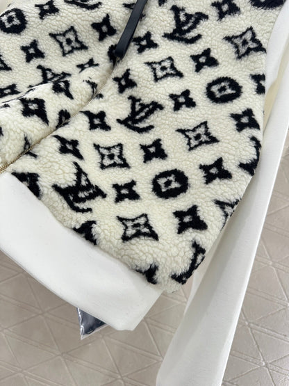 25fw Splicing Teddy Lamb Wool Coat