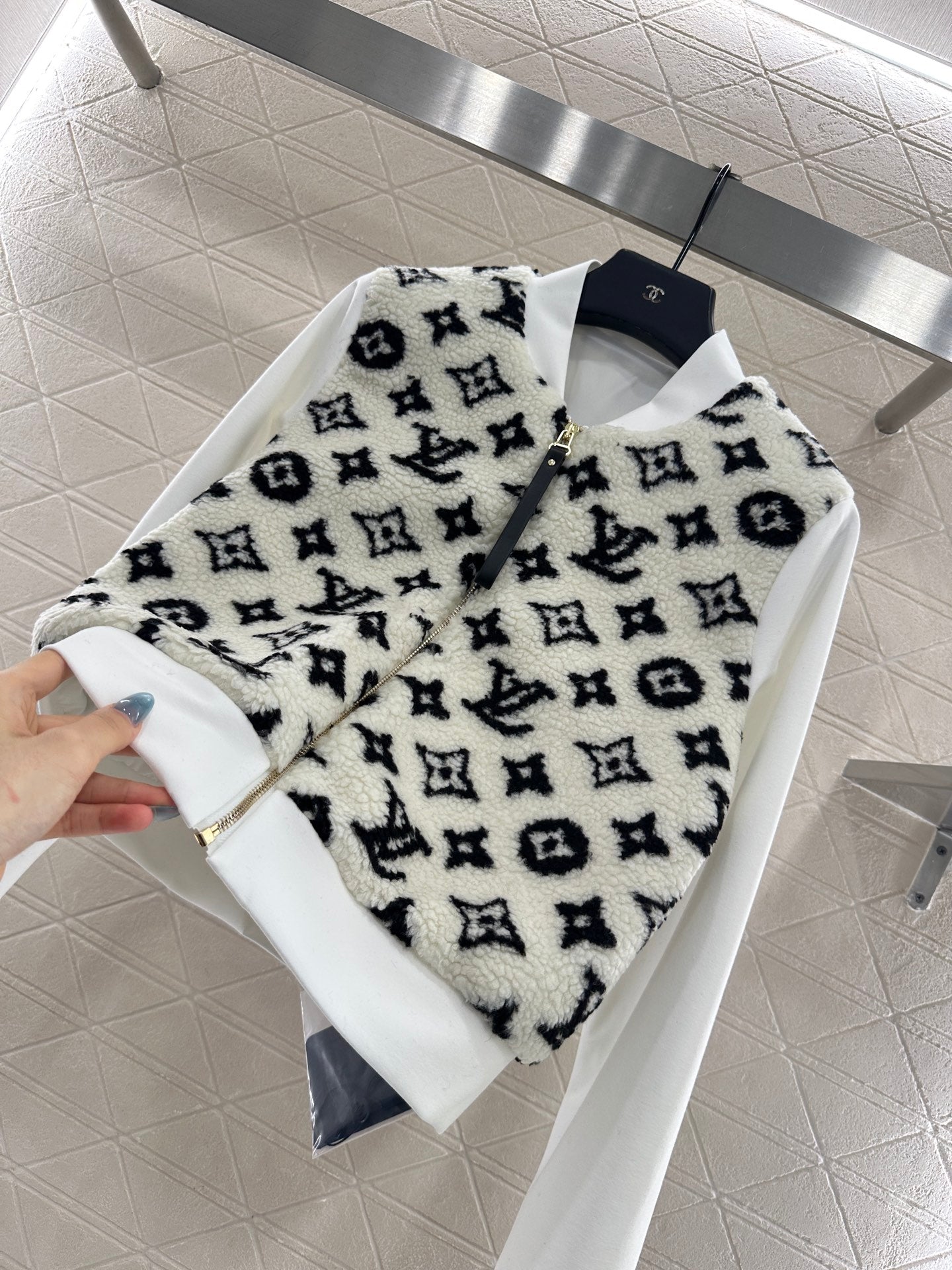 25fw Splicing Teddy Lamb Wool Coat