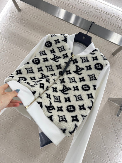 25fw Splicing Teddy Lamb Wool Coat