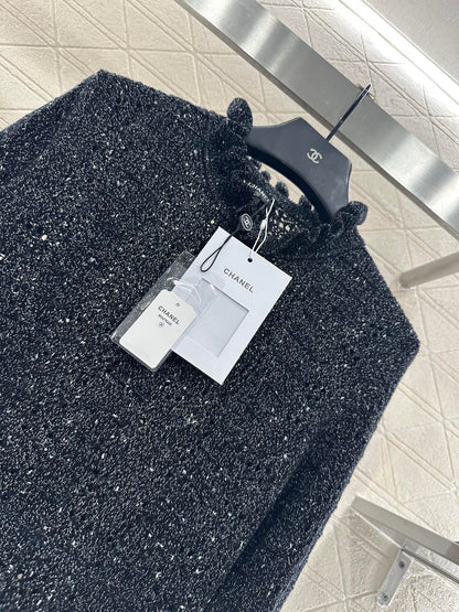 25fw Black fungus lace sweater