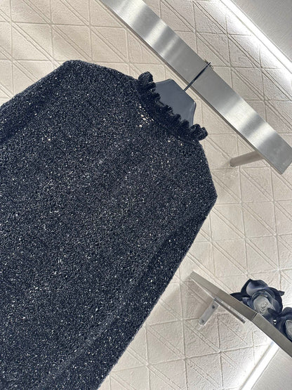 25fw Black fungus lace sweater