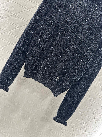 25fw Black fungus lace sweater