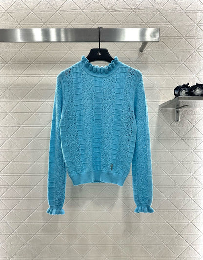 25fw Black fungus lace sweater