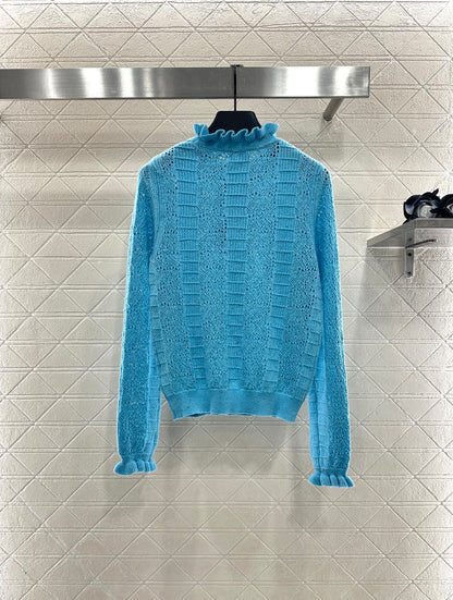 25fw Black fungus lace sweater