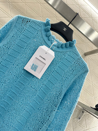 25fw Black fungus lace sweater