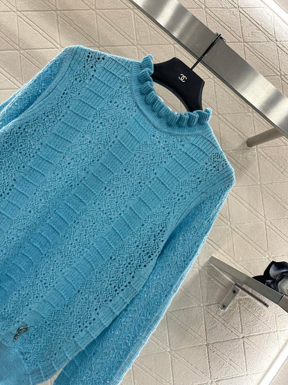 25fw Black fungus lace sweater