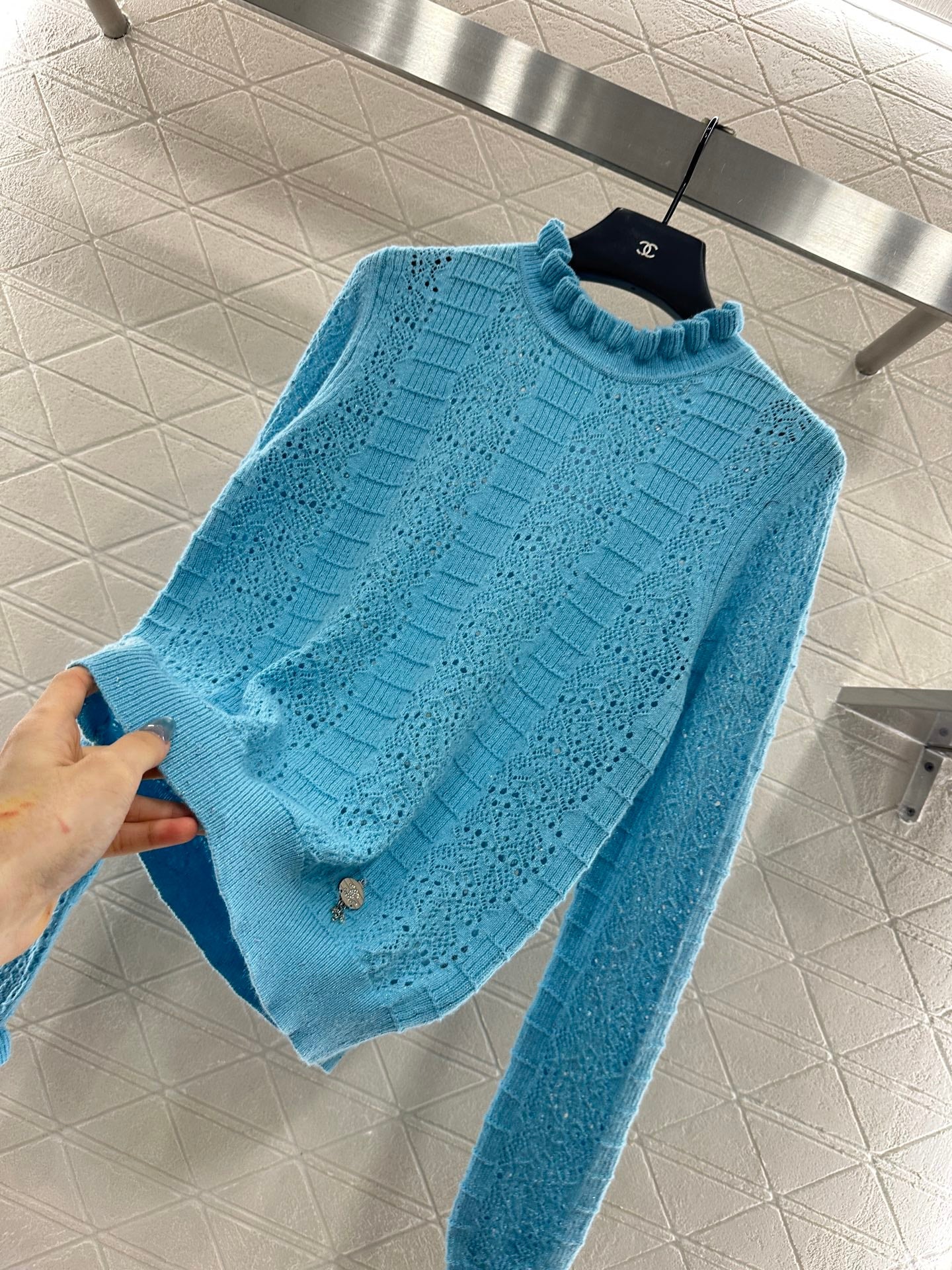 25fw Black fungus lace sweater