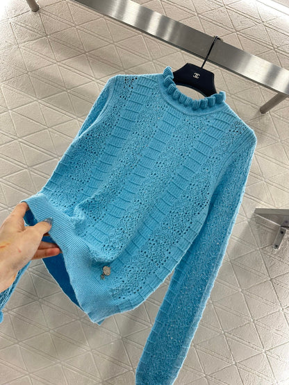 25fw Black fungus lace sweater