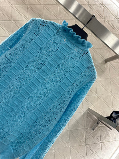 25fw Black fungus lace sweater