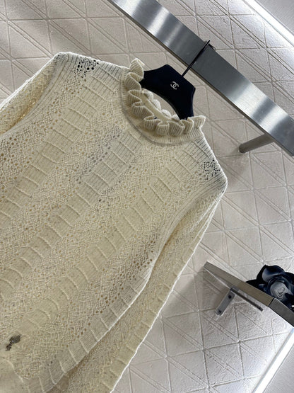 25fw Black fungus lace sweater