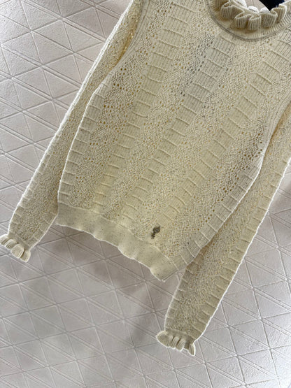 25fw Black fungus lace sweater