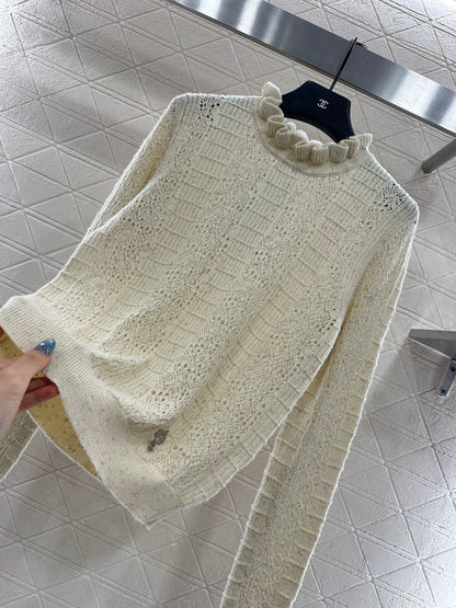 25fw Black fungus lace sweater