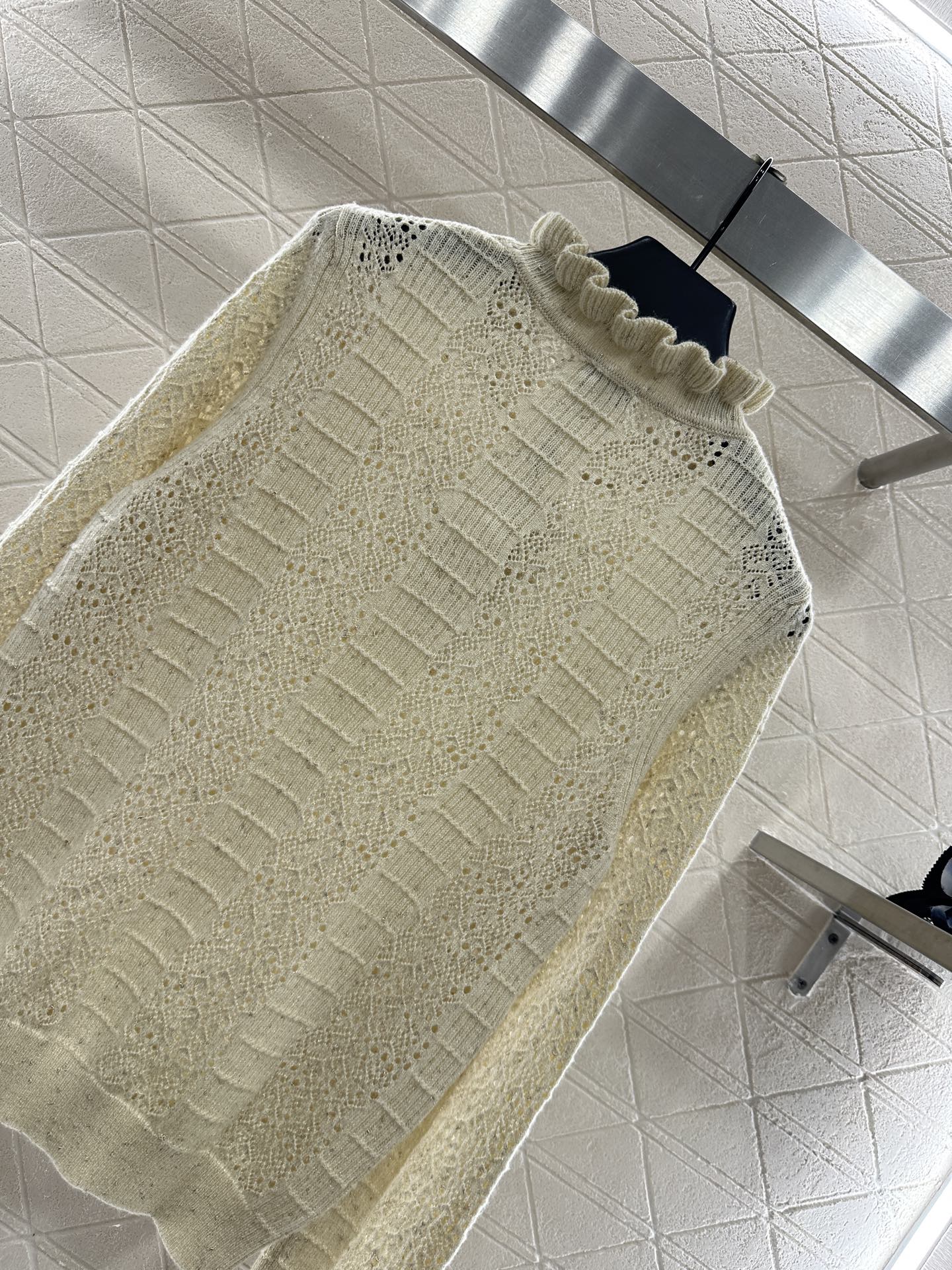 25fw Black fungus lace sweater