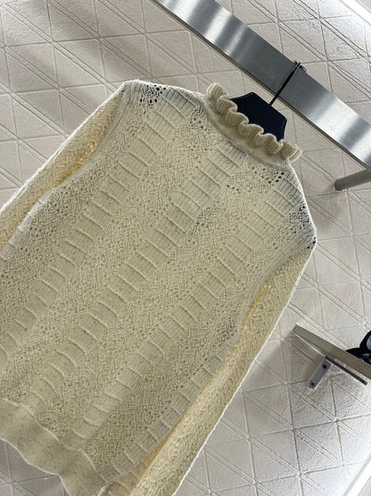 25fw Black fungus lace sweater