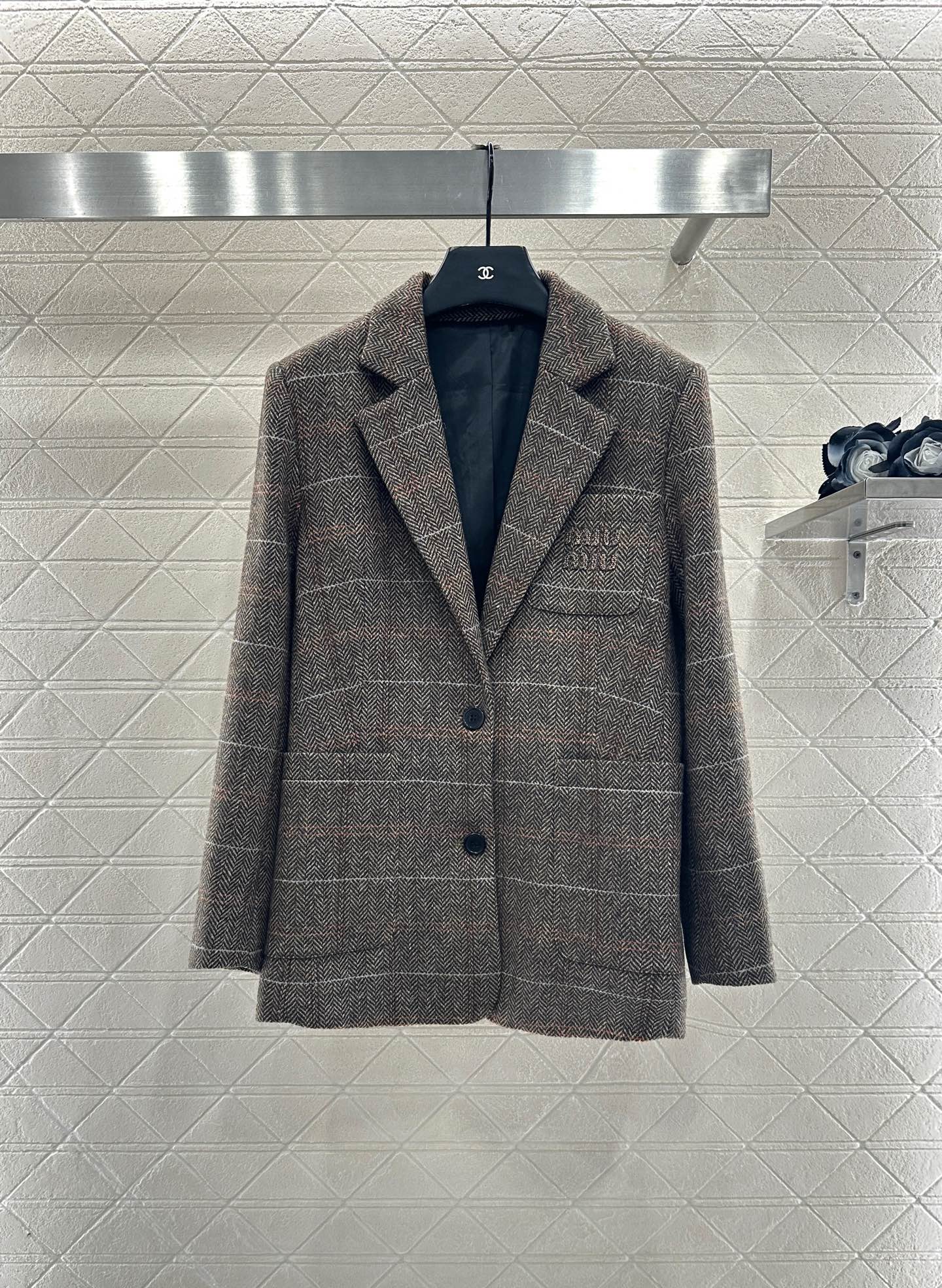 25fw Collar plaid pocket suit jacket