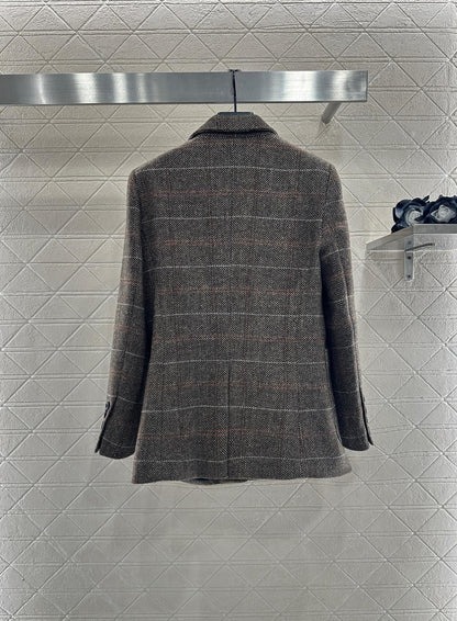 25fw Collar plaid pocket suit jacket