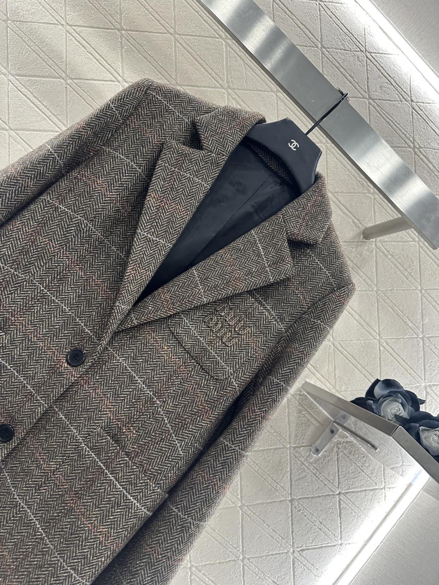 25fw Collar plaid pocket suit jacket