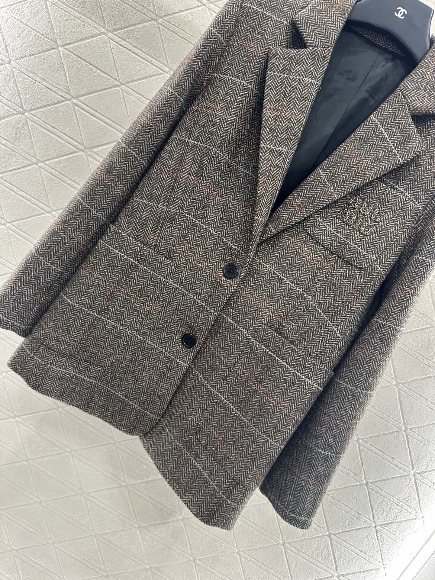 25fw Collar plaid pocket suit jacket