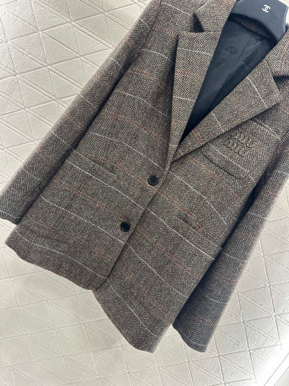 25fw Collar plaid pocket suit jacket