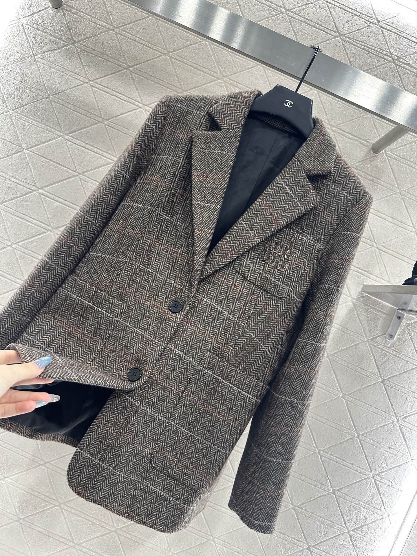 25fw Collar plaid pocket suit jacket