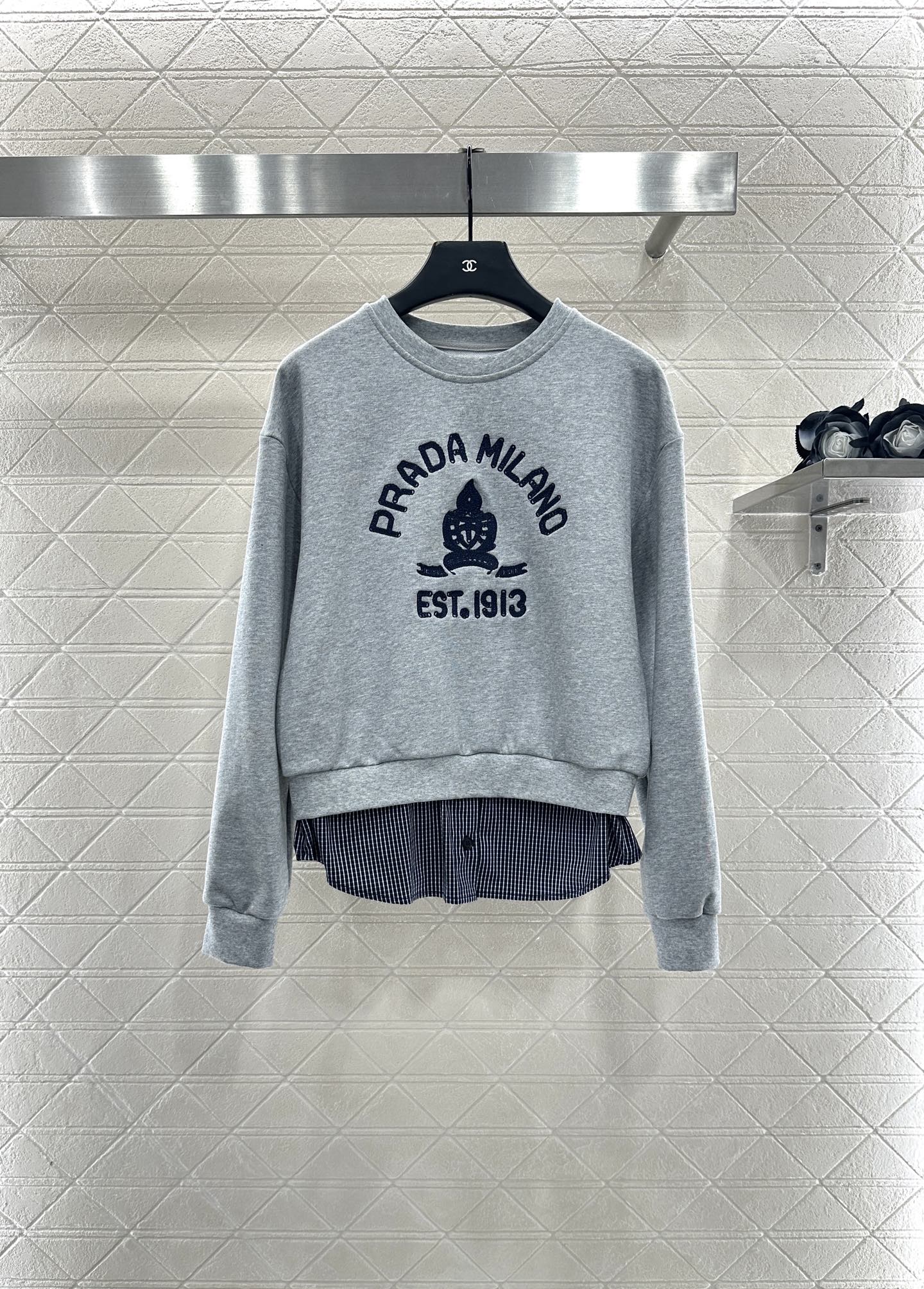 25fw Splicing plaid hoodie and pants set