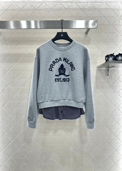 25fw Splicing plaid hoodie and pants set