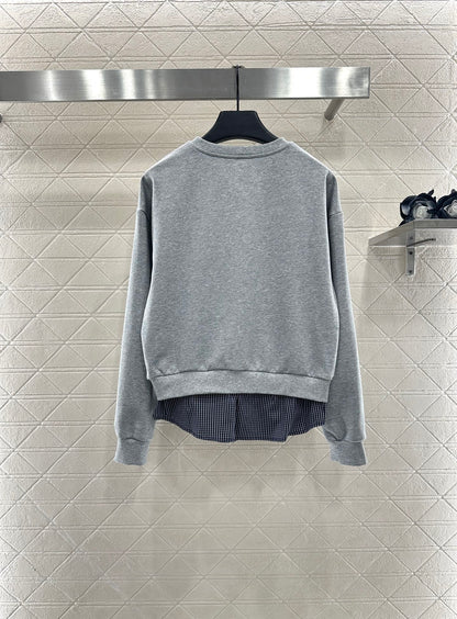 25fw Splicing plaid hoodie and pants set