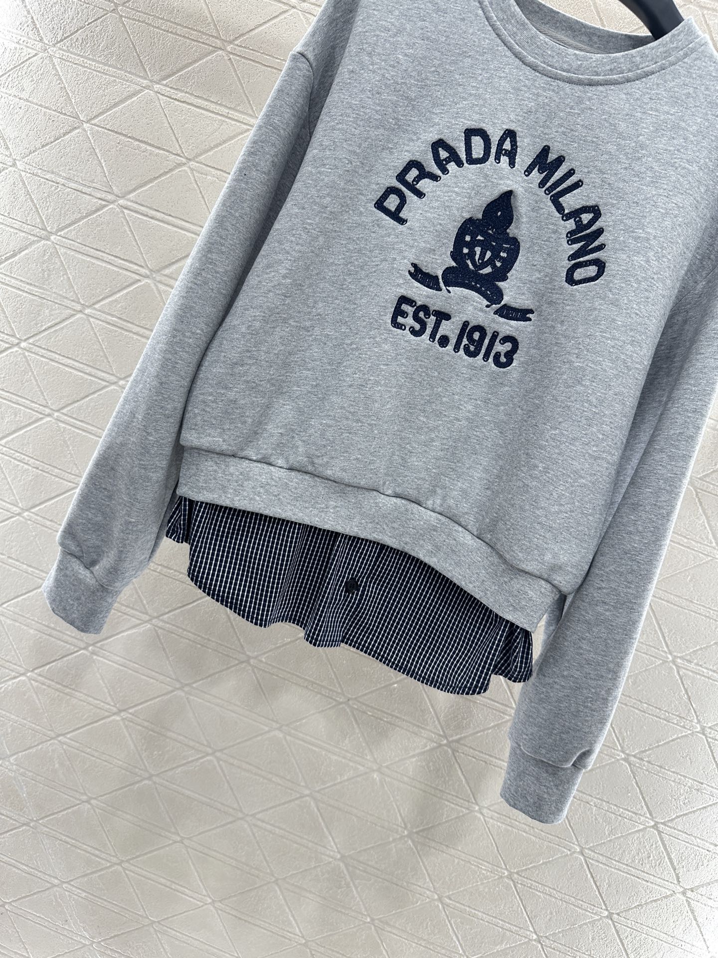 25fw Splicing plaid hoodie and pants set