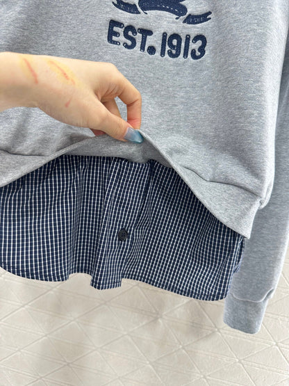 25fw Splicing plaid hoodie and pants set