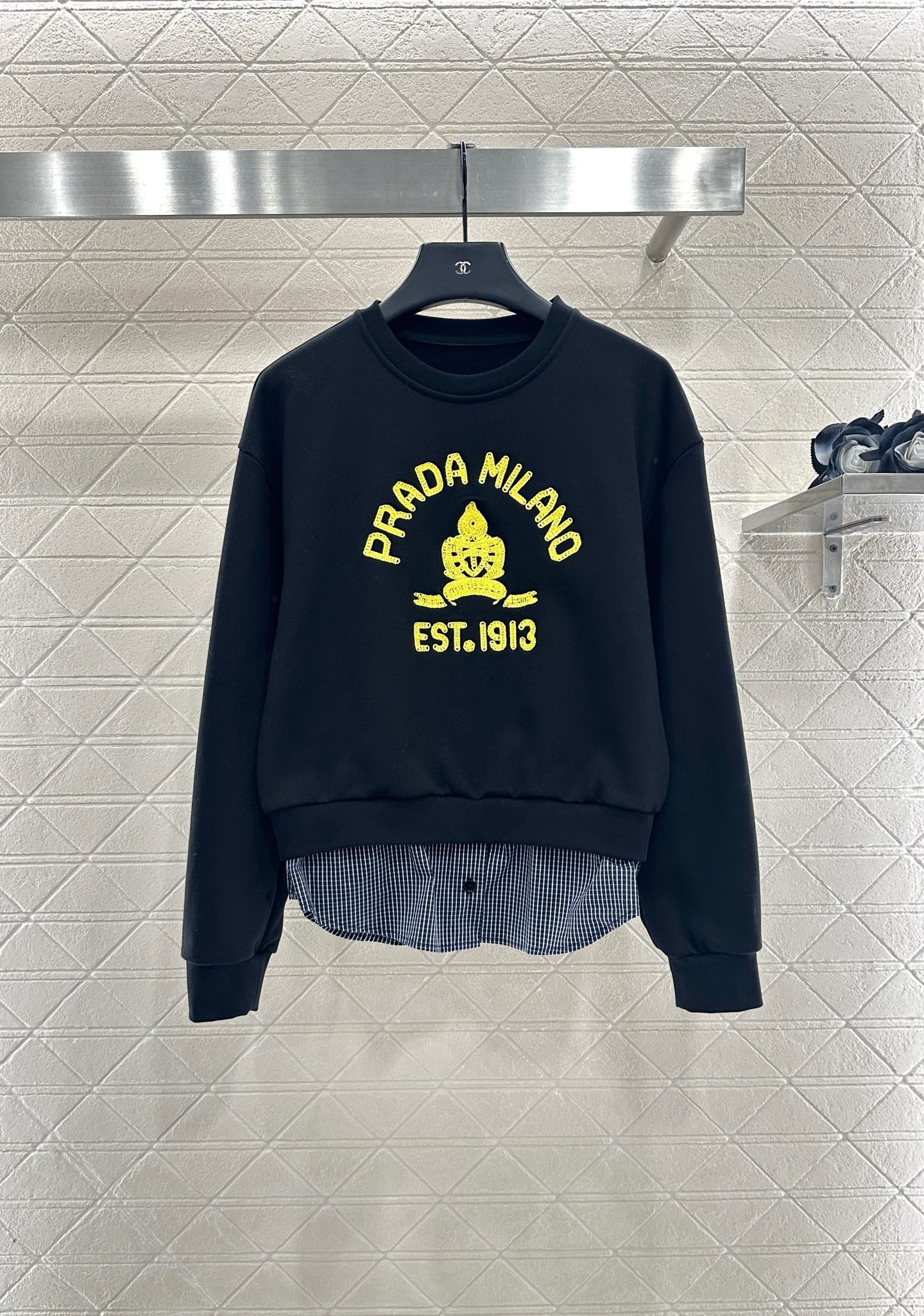 25fw Splicing plaid hoodie and pants set