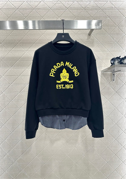 25fw Splicing plaid hoodie and pants set