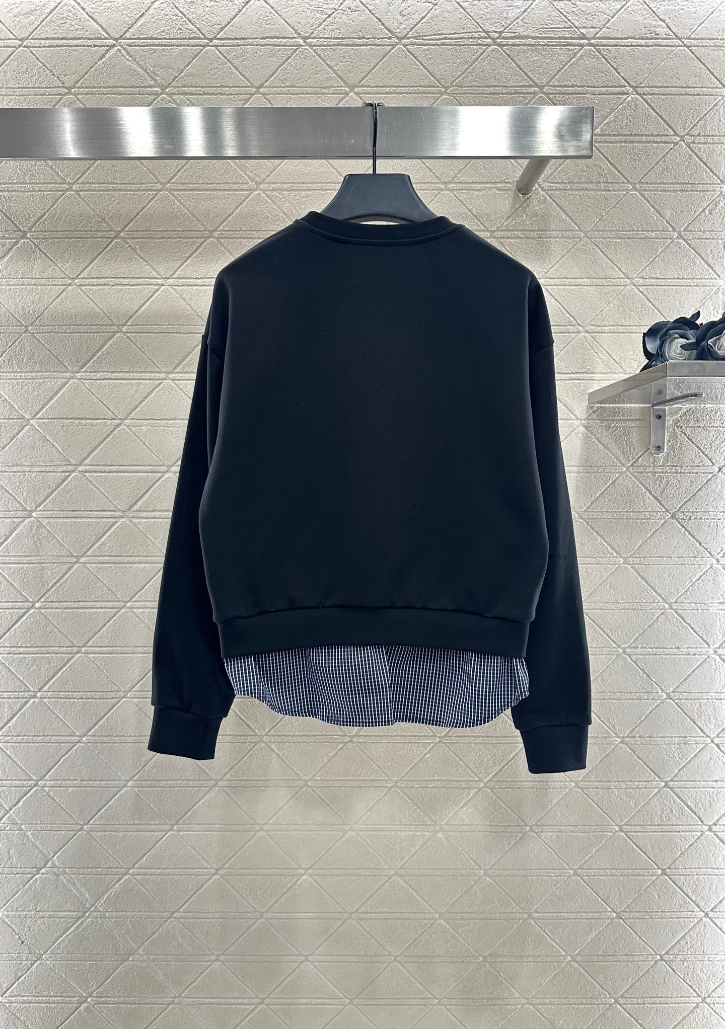 25fw Splicing plaid hoodie and pants set