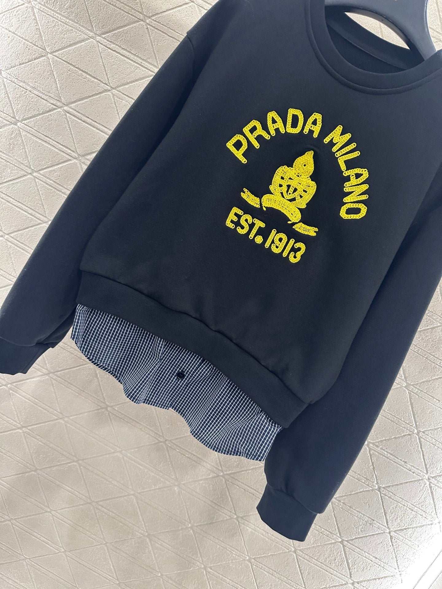 25fw Splicing plaid hoodie and pants set