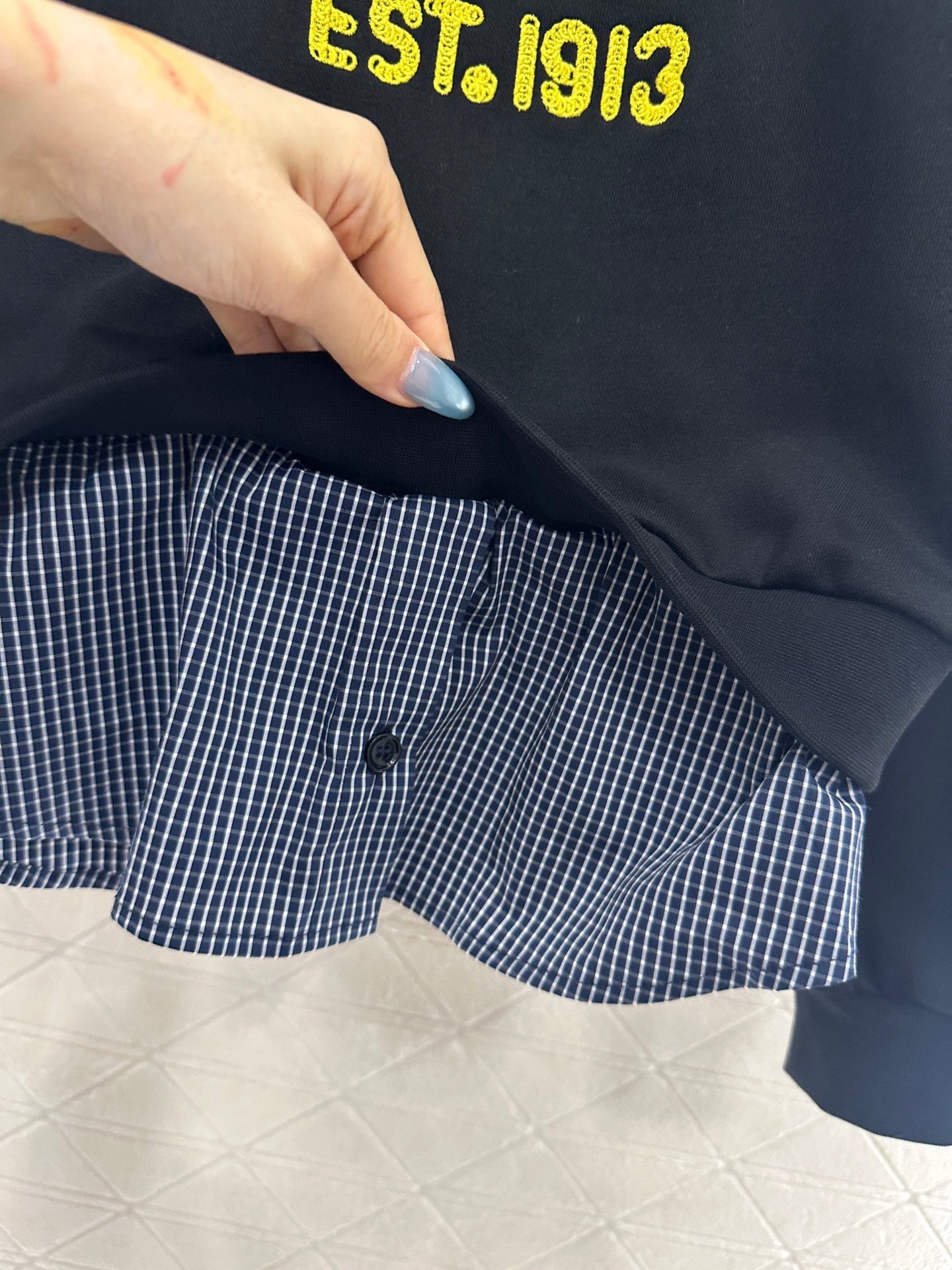 25fw Splicing plaid hoodie and pants set