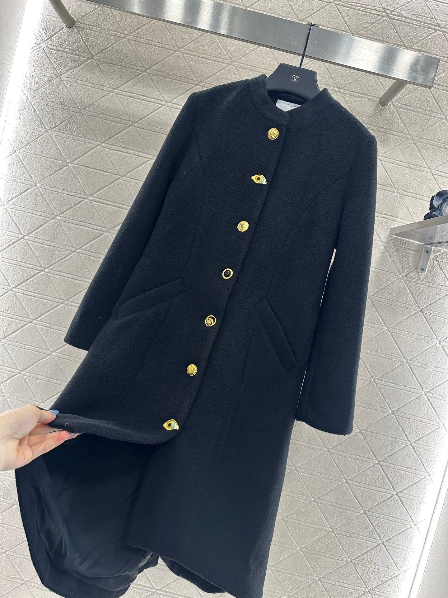 25fw Round neck long coat jacket