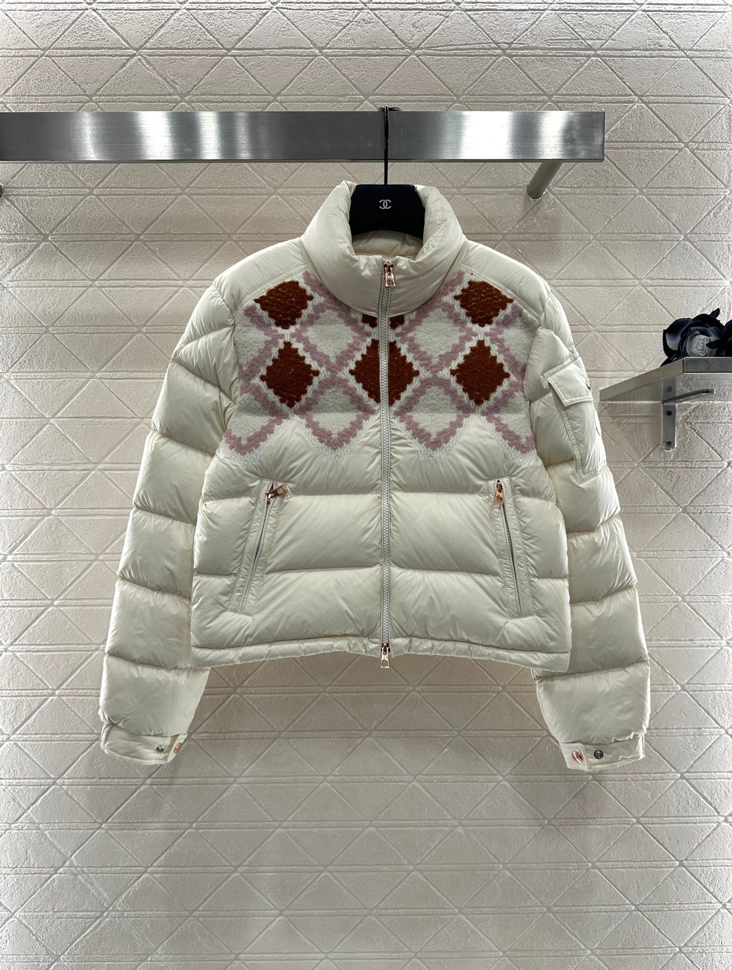 25fw Lingge embroidered spliced down jacket