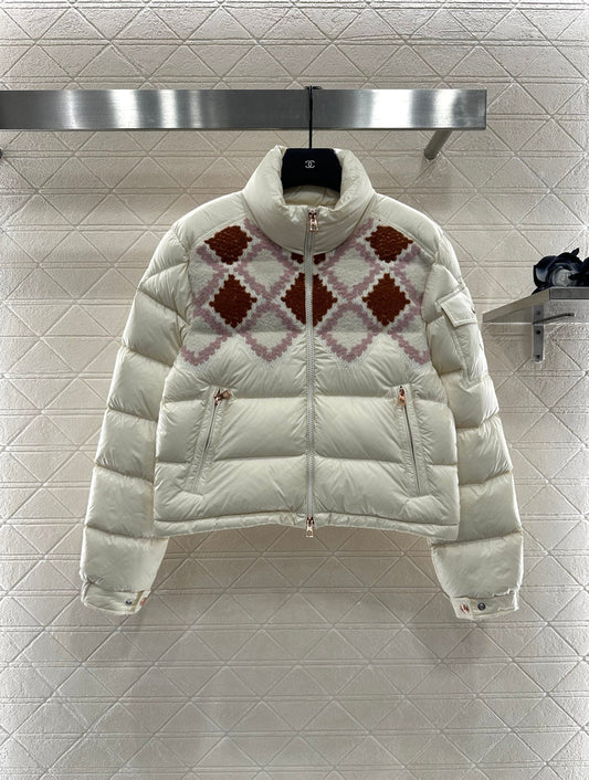 25fw Lingge embroidered spliced down jacket