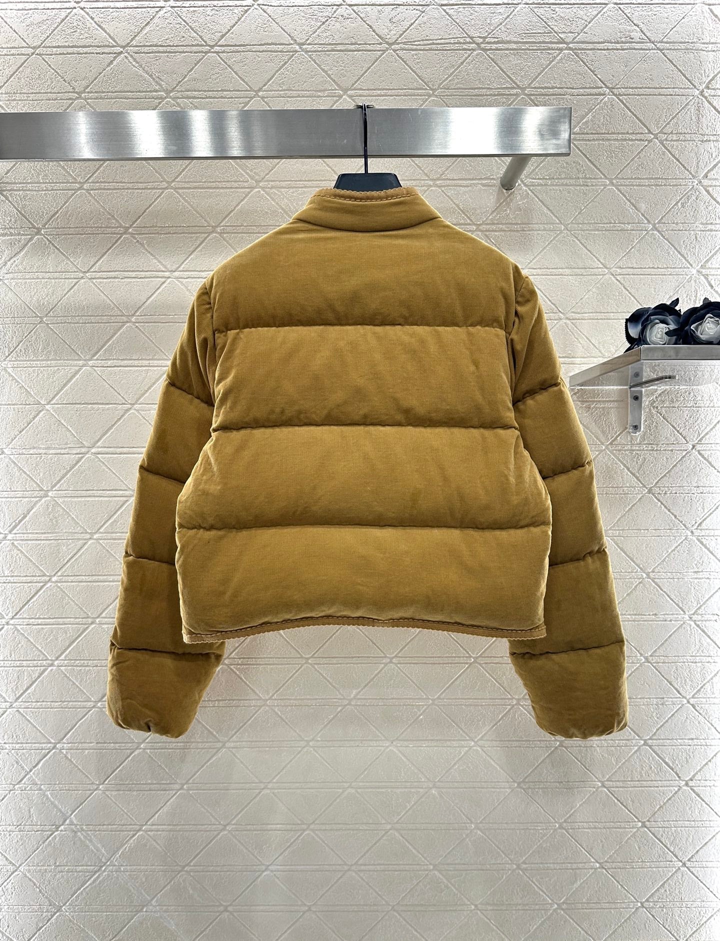 25fw Rectangular embossed stand up collar down jacket